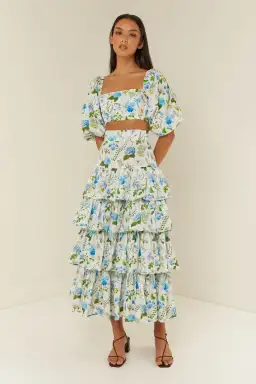 Palm Noosa Horizon Top and Triton Skirt Set Blue Orchid Size 8