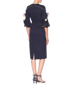 Roksanda Lavete Crepe Bow Midi Dress Navy