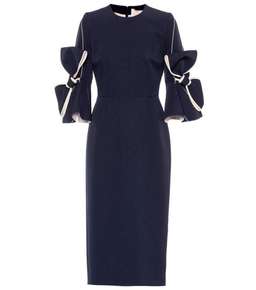 Roksanda Lavete Crepe Bow Midi Dress Navy