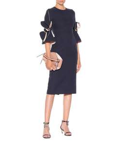 Roksanda Lavete Crepe Bow Midi Dress Navy Size 6