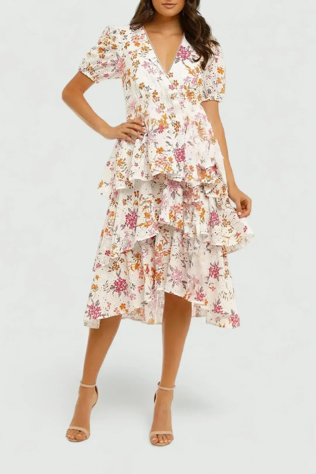 Talulah Jasmine Vines Midi Dress in Jasmine Vines Print Size 6 for rent on The Volte - main image