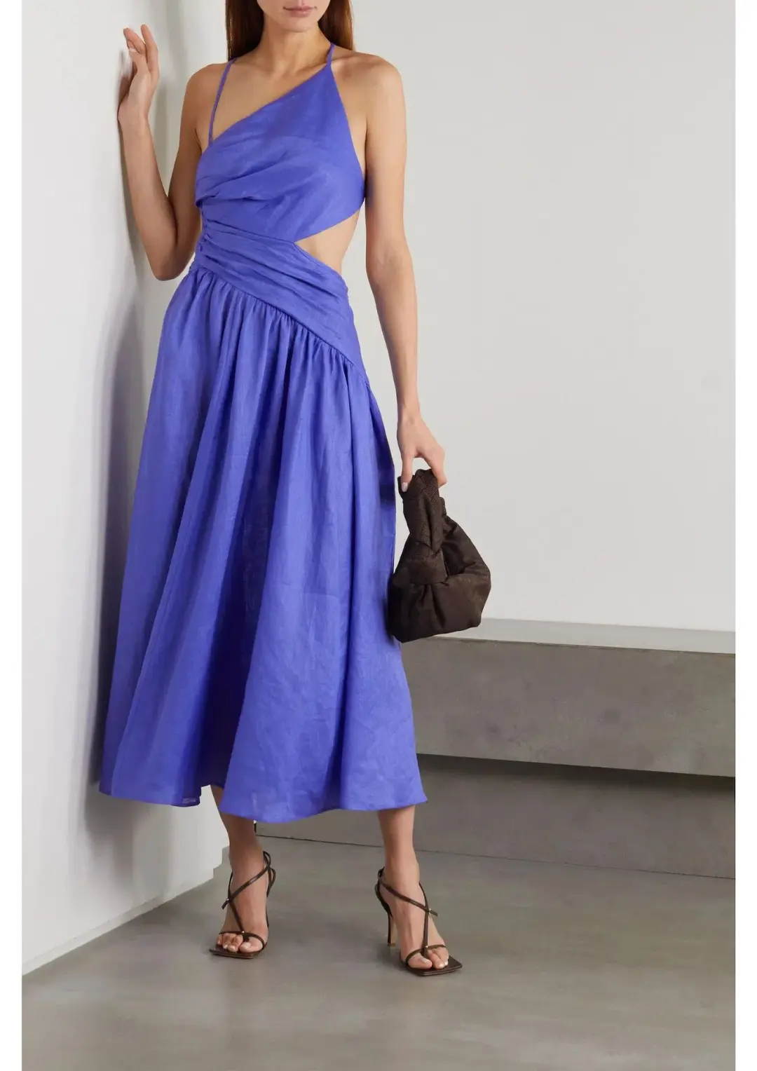 Zimmermann Tropicana Asymmetric Midi Dress Electric Blue Size 0 / AU 8 for rent on The Volte - main image