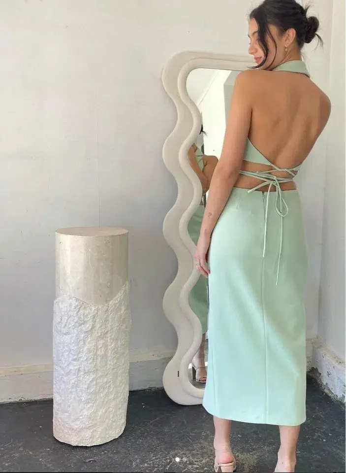 San Sloane Alessia Top and Skirt Set Pale Green Size 6 for rent on The Volte - main image