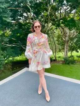 Zimmermann Natura Buttoned Mini Dress Kaleidoscope Garden Floral Size 2 / AU 12 for rent on The Volte - image 1