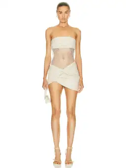 Christopher Esber Savoye Scrunch Micro Mini Dress in Cream Size AU 4 for rent on The Volte - image 1