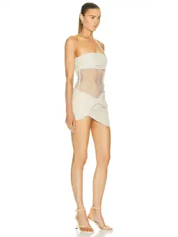Christopher Esber Savoye Scrunch Micro Mini Dress in Cream Size AU 4 for rent on The Volte - image 2