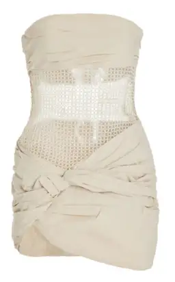 Christopher Esber Savoye Scrunch Micro Mini Dress in Cream Size AU 4 for rent on The Volte - image 5
