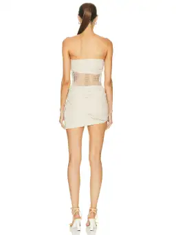 Christopher Esber Savoye Scrunch Micro Mini Dress in Cream Size AU 4 for rent on The Volte - image 3
