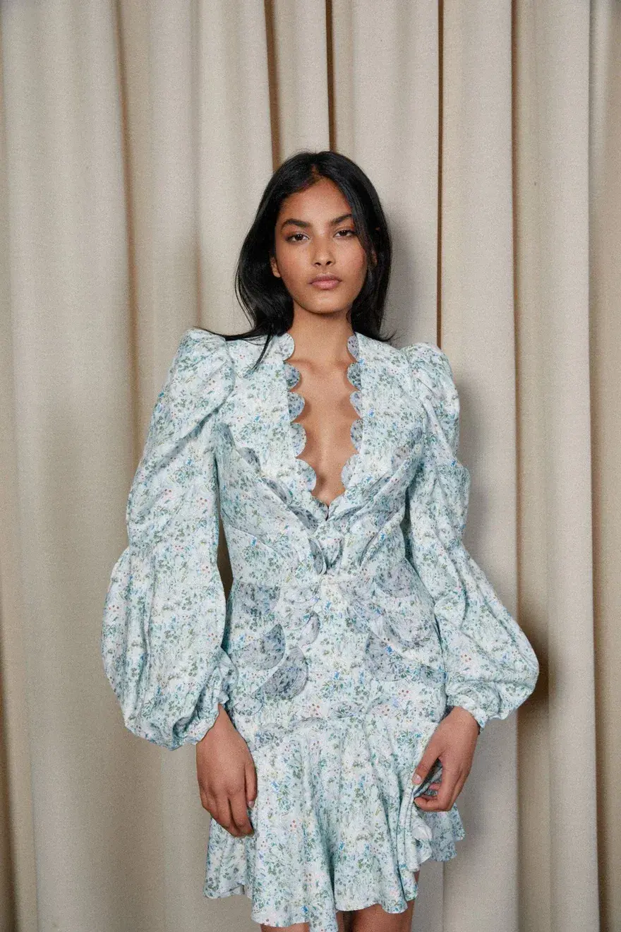 Acler Dixon Mini Dress Blue Fields Size AU 12 for rent on The Volte - main image