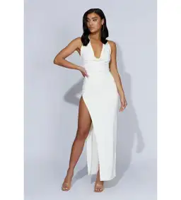 MESHKI Renata Cowl Neck Maxi Dress Bone in Size S / AU 8 for rent on The Volte - image 1