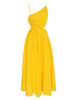 Zimmermann Ginger Asymmetric Midi Dress Marigold Size 1 / AU 10 for rent on The Volte - image 1