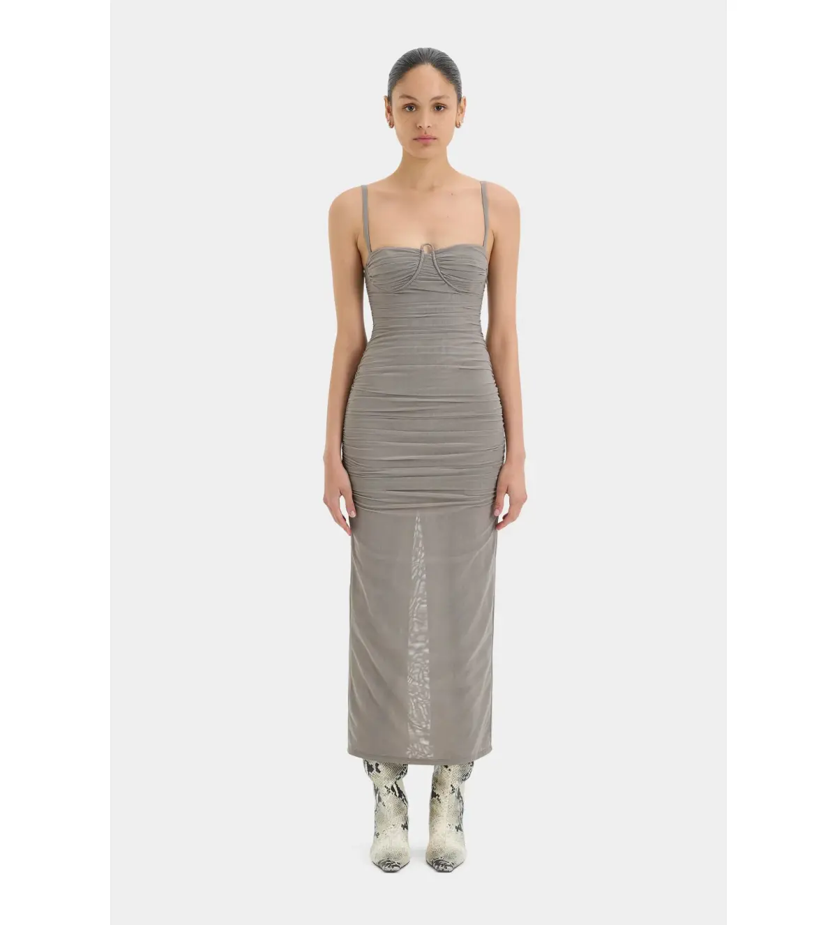 Sir the Label Jaques Gathered Midi Dress Slate Size 2/Au 10  - Image 1