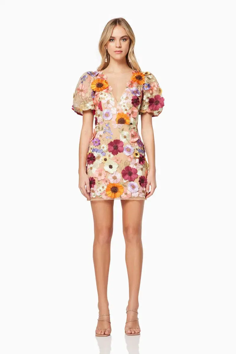 Elliatt Rosalind Mini Dress 3D Floral Size M/Au 10 for rent on The Volte - main image