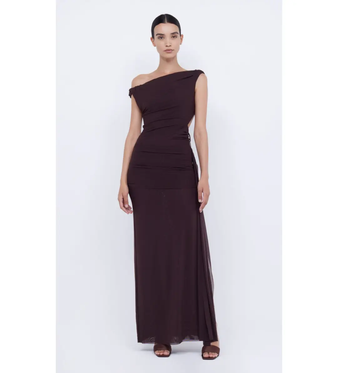 Bec & Bridge Kailani Asym Maxi Dress Chocolate Size 10 for rent on The Volte - main image