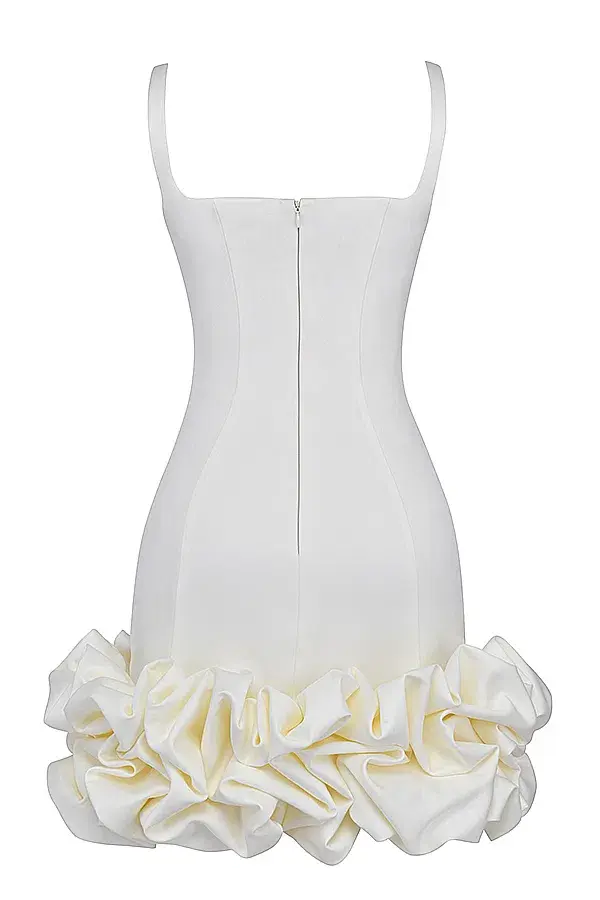 House of CB Lilou Ruffle Hem Mini Dress Ivory Size XS / AU 6 for rent on The Volte - main image