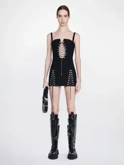 Dion Lee Hiking Laced Mini Dress Black Size 10