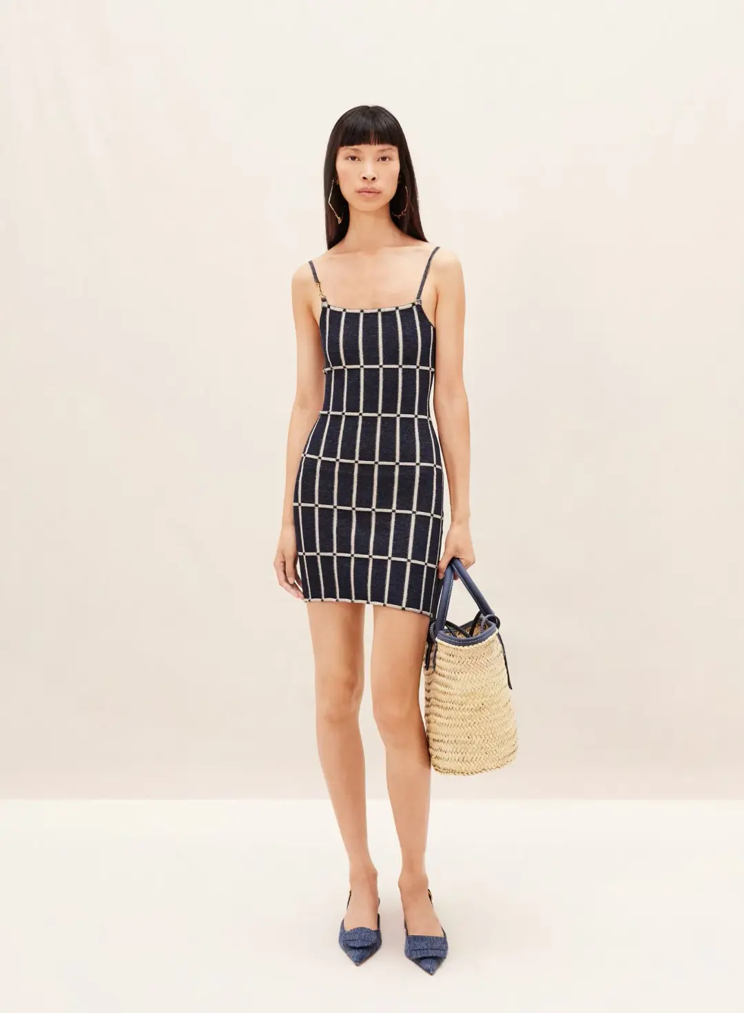 Jacquemus La Robe Maille Malha Dress Navy Size 8 for rent on The Volte - main image
