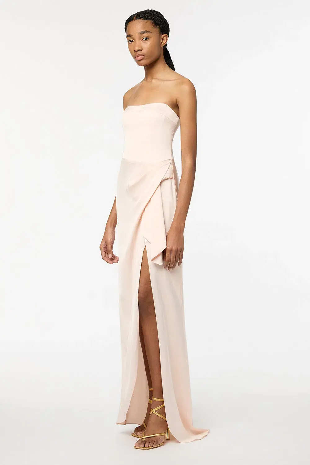 Manning Cartell Asymmetrical Games Strapless Gown Rosewater Pink Size 4 for rent on The Volte - main image