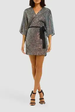 Winona Fantasia Wrap Dress in Blue Size 14