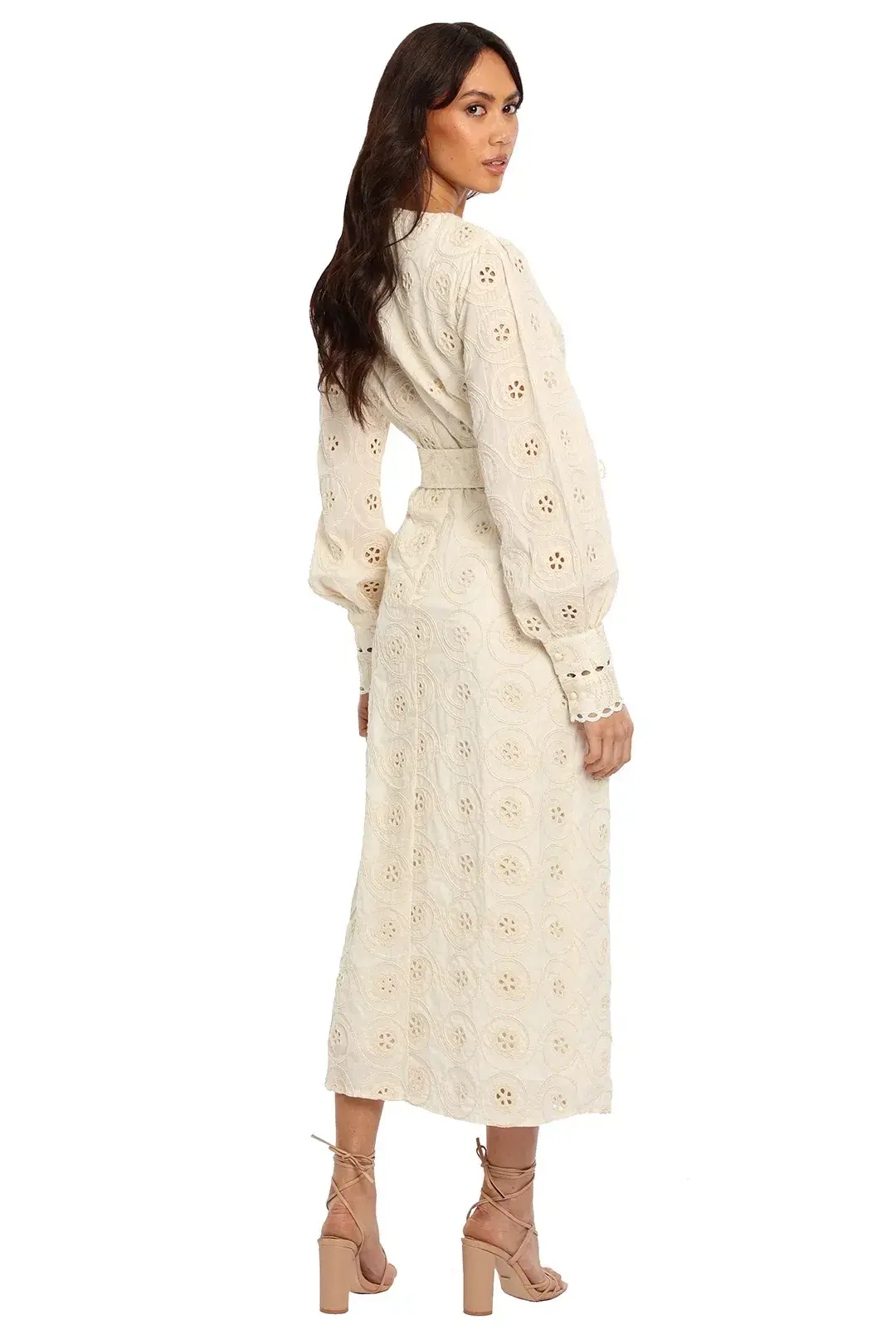 Winona Maison Belt Midi Dress Cream Size 8 for rent on The Volte - main image