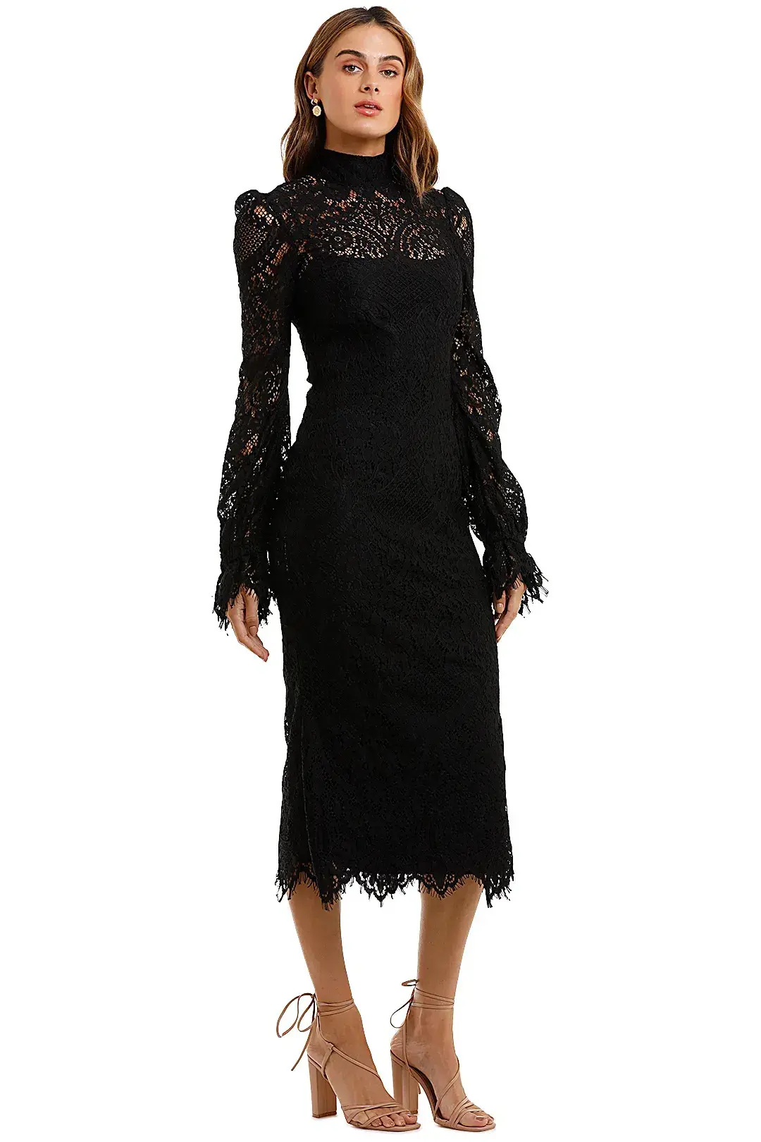 Wandering Lace Midi Dress Black Size 10 for rent on The Volte - main image