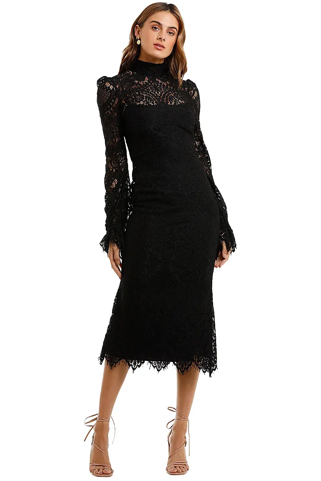 Wandering Lace Midi Dress Black Size 10 for rent on The Volte - main image