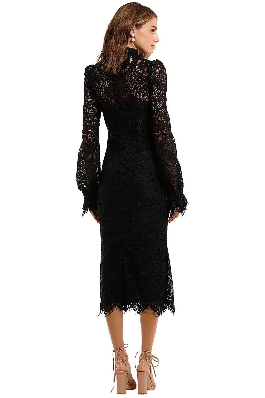 Wandering Lace Midi Dress Black Size 8 for rent on The Volte - main image
