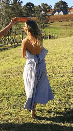 Sabbia ruffle midi dress in charcoal