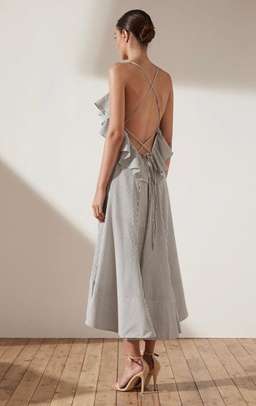 Sabbia ruffle midi dress in charcoal