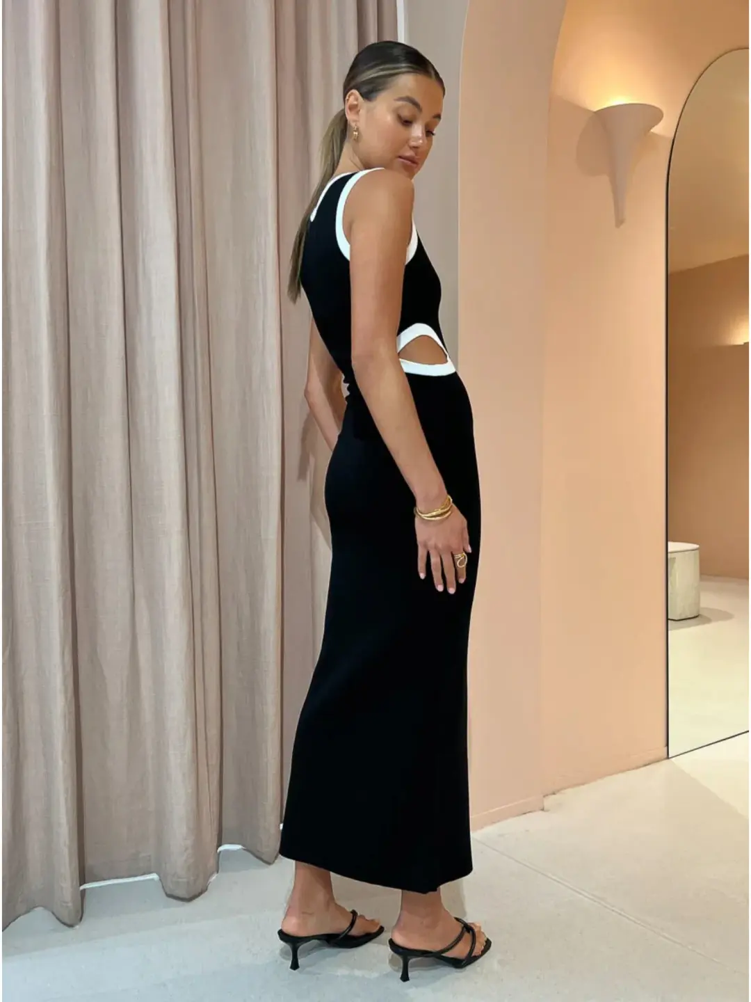 Sir the Label Evalina Cut Out Midi Dress in Black Size 1 / AU 8 for rent on The Volte - main image
