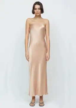 Bec & Bridge Moon Dance Strapless Maxi Dress Rose Gold AU 8
