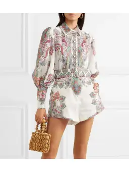 Zimmermann Ninety Six Filigree Shirt in Lennon Paisley Size AU 14 for rent on The Volte - image 1
