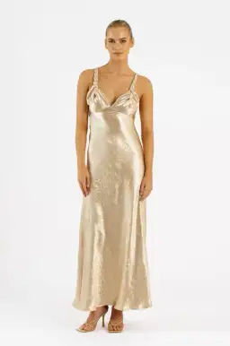 One Fell Swoop Capri Gown In Buttermilk Gold Size 12