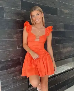 Aje Simone Frill Sleeve Mini Dress Orange Size 6 for rent on The Volte - image 1