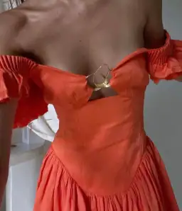 Aje Simone Frill Sleeve Mini Dress Orange Size 6 for rent on The Volte - image 5