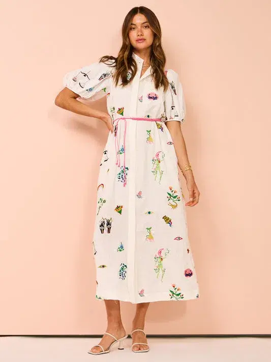Alemais Atticus Embroidered Shirtdress Print Size 14 - Image 1
