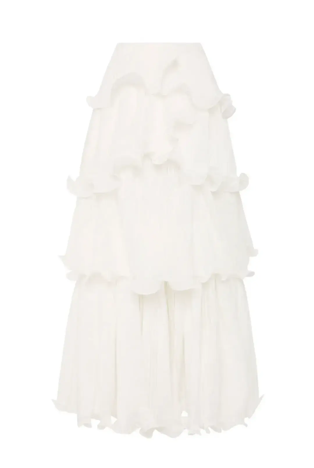 Aje Sunbeam Ruched Bustier and Cosmos Tiered Maxi Skirt Set Ivory Size 6 for rent on The Volte - main image