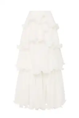 Aje Sunbeam Ruched Bustier and Cosmos Tiered Maxi Skirt Set Ivory Size 6 for rent on The Volte - image 7