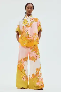 Alemais Silas Linen Shirt and Pants Set Multi Floral Size 8 for rent on The Volte - image 1