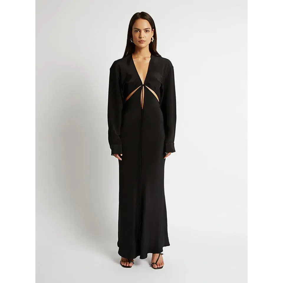 Christopher Esber Triquetra Maxi Dress Black Size 6 for rent on The Volte - main image