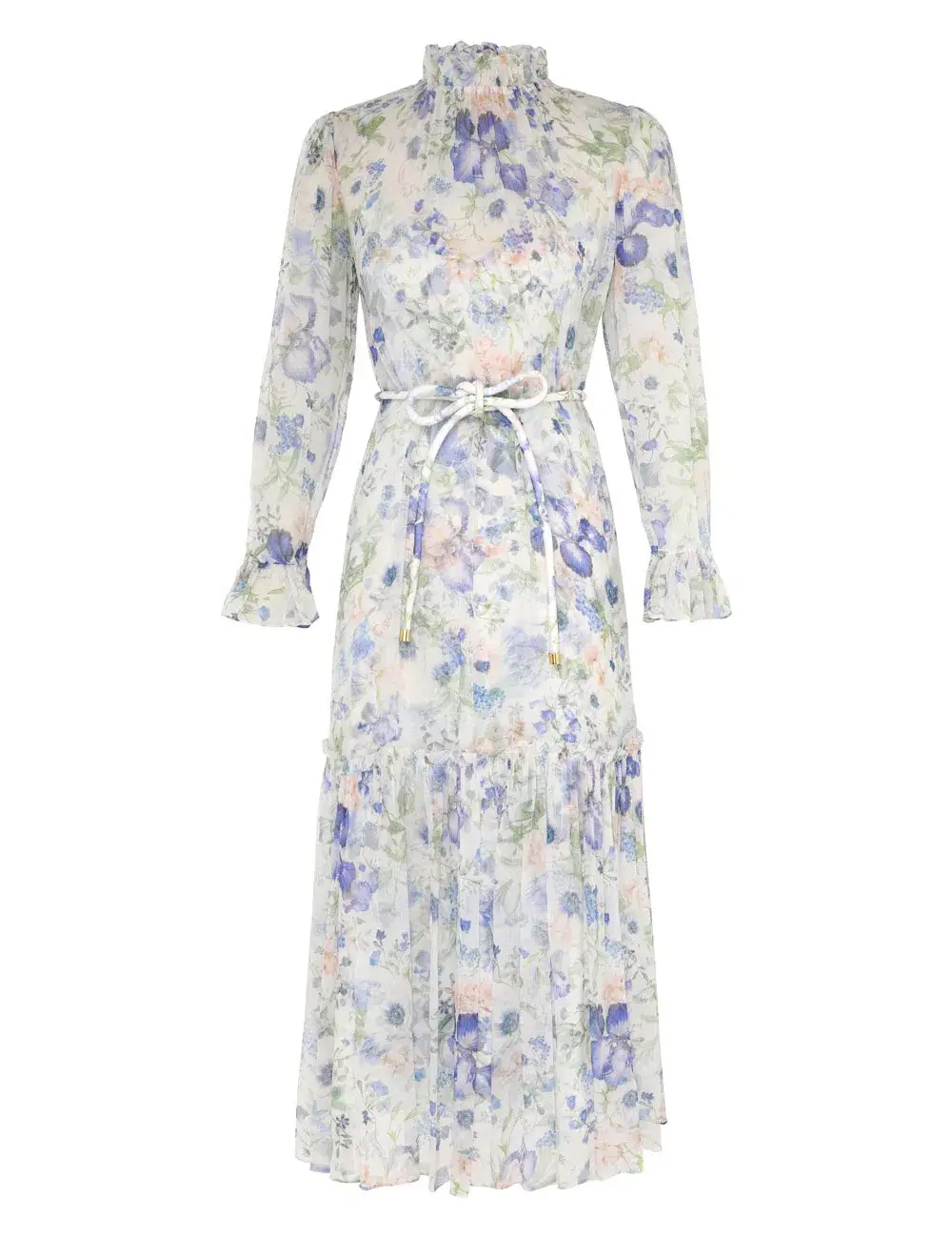 Zimmermann Natura Tubular Midi Dress Blue Garden Floral Size 4 / AU 16 for rent on The Volte - main image