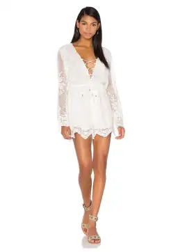 Zimmermann Roza Silk Veil Playsuit White Size 0 / AU 8 for rent on The Volte - image 1