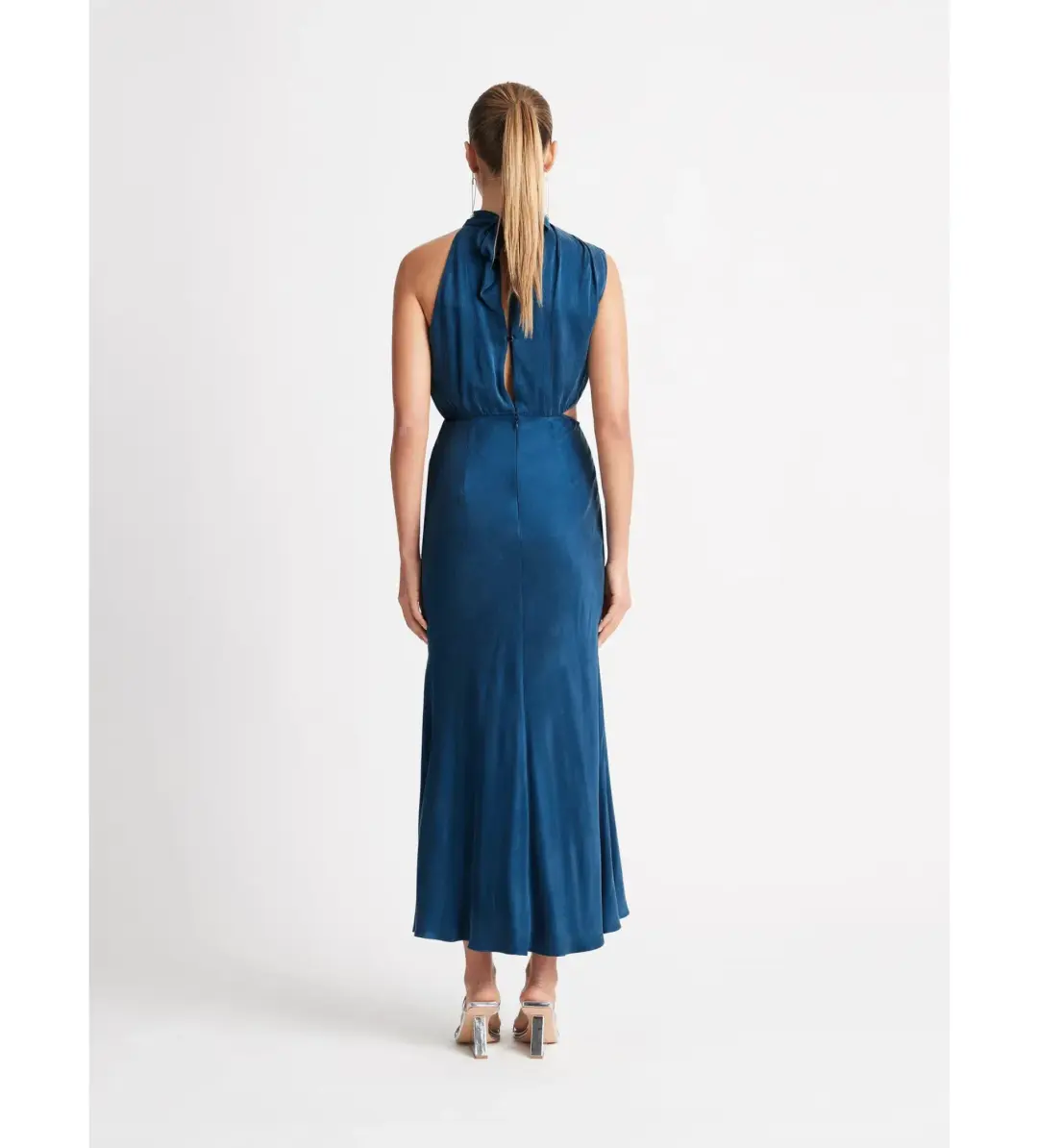 Sheike Park Ave Draped Midi Dress Teal Size 12 for rent on The Volte - main image