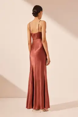 Shona Joy La Lune Cross Draped Maxi Dress Terracotta Size 6 for rent on The Volte - image 4