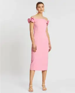 Rebecca Vallance Winslow Midi Dress Pink Size 14