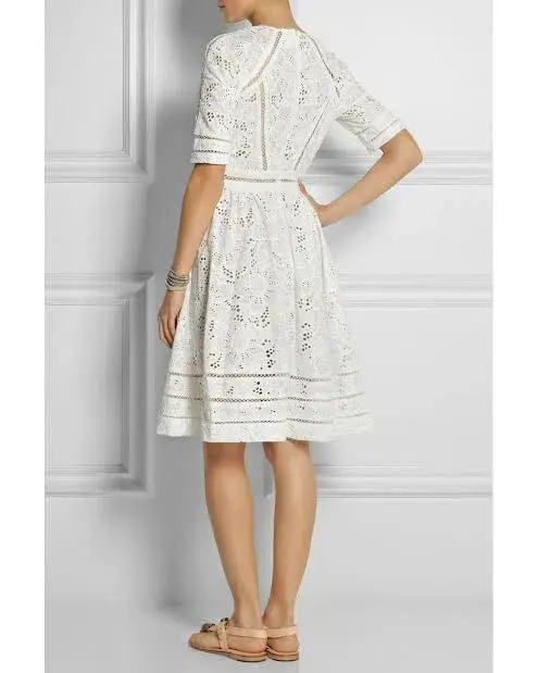 Zimmermann Roamer Day Dress White Broderie Anglaise Size 2/Au 12 for rent on The Volte - main image