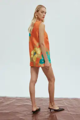 Alemais Piato Mini Dress Orange/Floral Size 8 for rent on The Volte - image 4