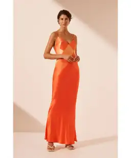 Shona Joy Mia Contrast Spliced Maxi Dress Red Orange/Hibiscus Size AU 10 for rent on The Volte - image 2