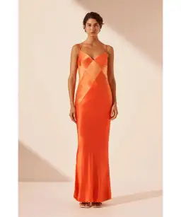 Shona Joy Mia Contrast Spliced Maxi Dress Red Orange/Hibiscus Size AU 10 for rent on The Volte - image 1