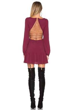For Love & Lemons X REVOLVE Lace Up Dress in Wine size XS for rent on The Volte - image 2